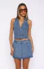 Midnight Whispers Denim Vest Mid Blue sold by White Fox Boutique