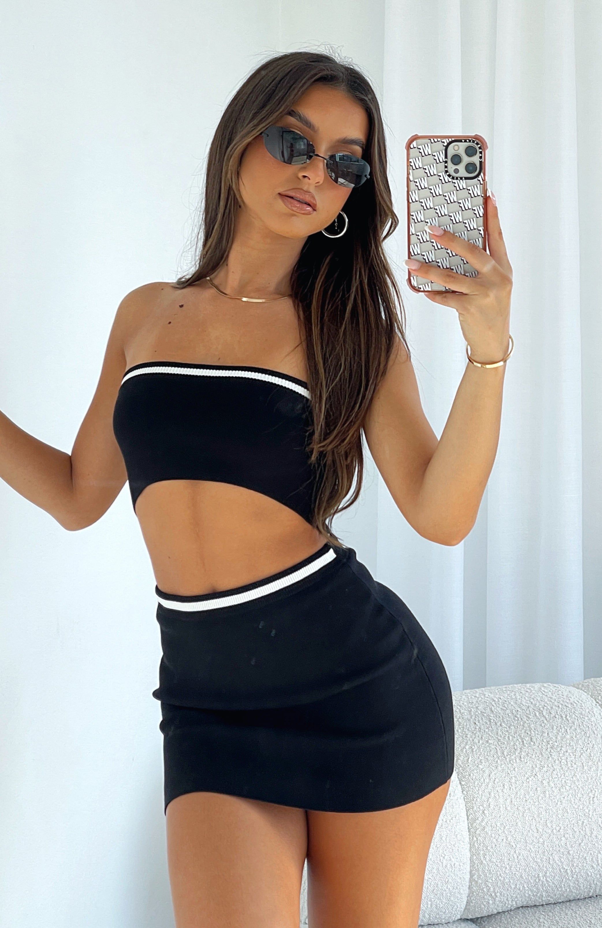 Thinking Out Loud Mini Skirt Black sold by White Fox Boutique