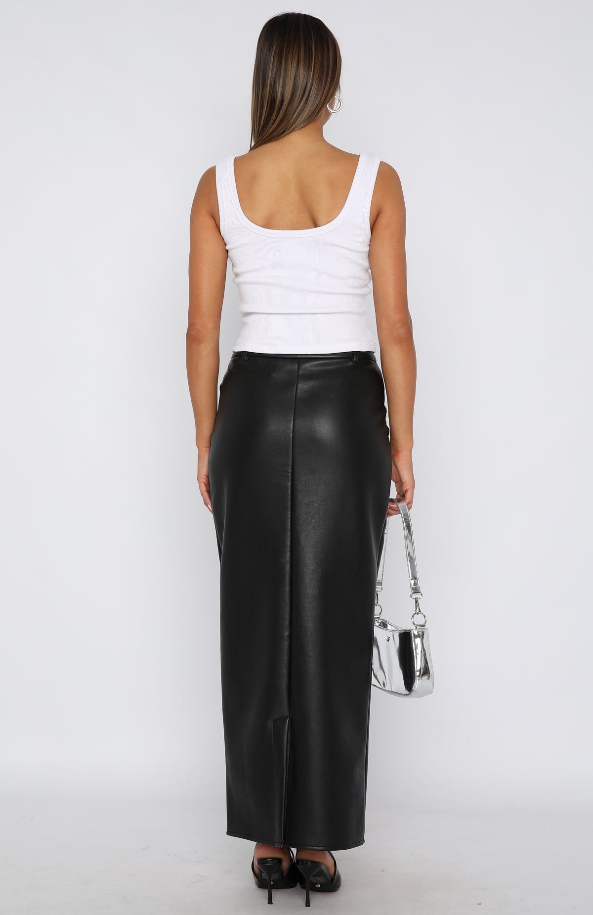 Feel Something More PU Maxi Skirt Black sold by White Fox Boutique product image thumbnail 4