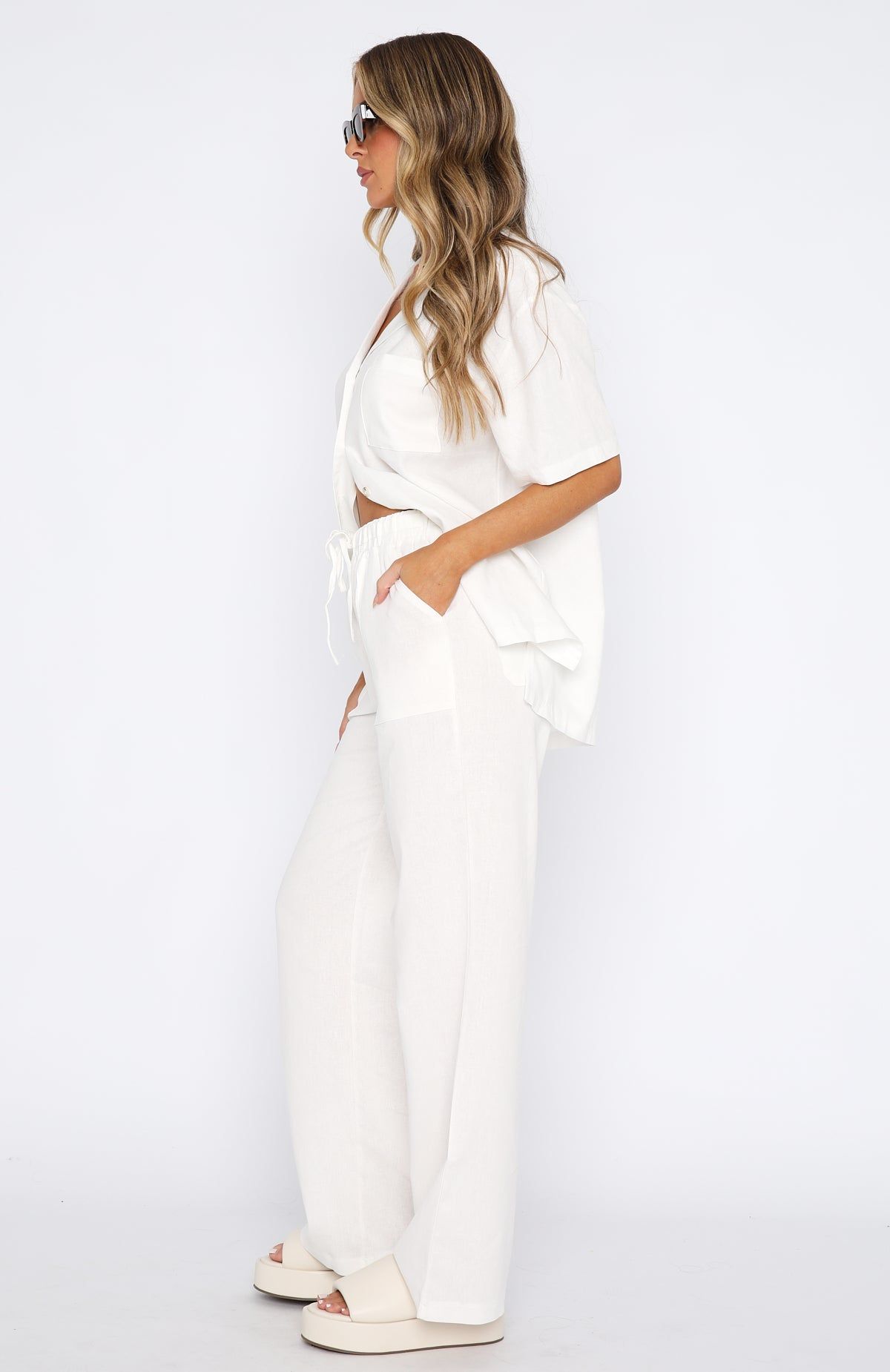On The Look Out Linen Pants White sold by White Fox Boutique product image thumbnail 3