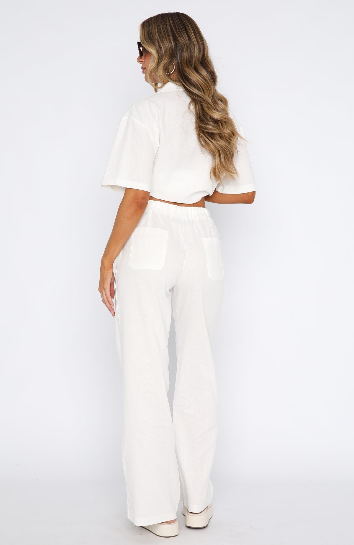 On The Look Out Linen Pants White sold by White Fox Boutique product image thumbnail 4