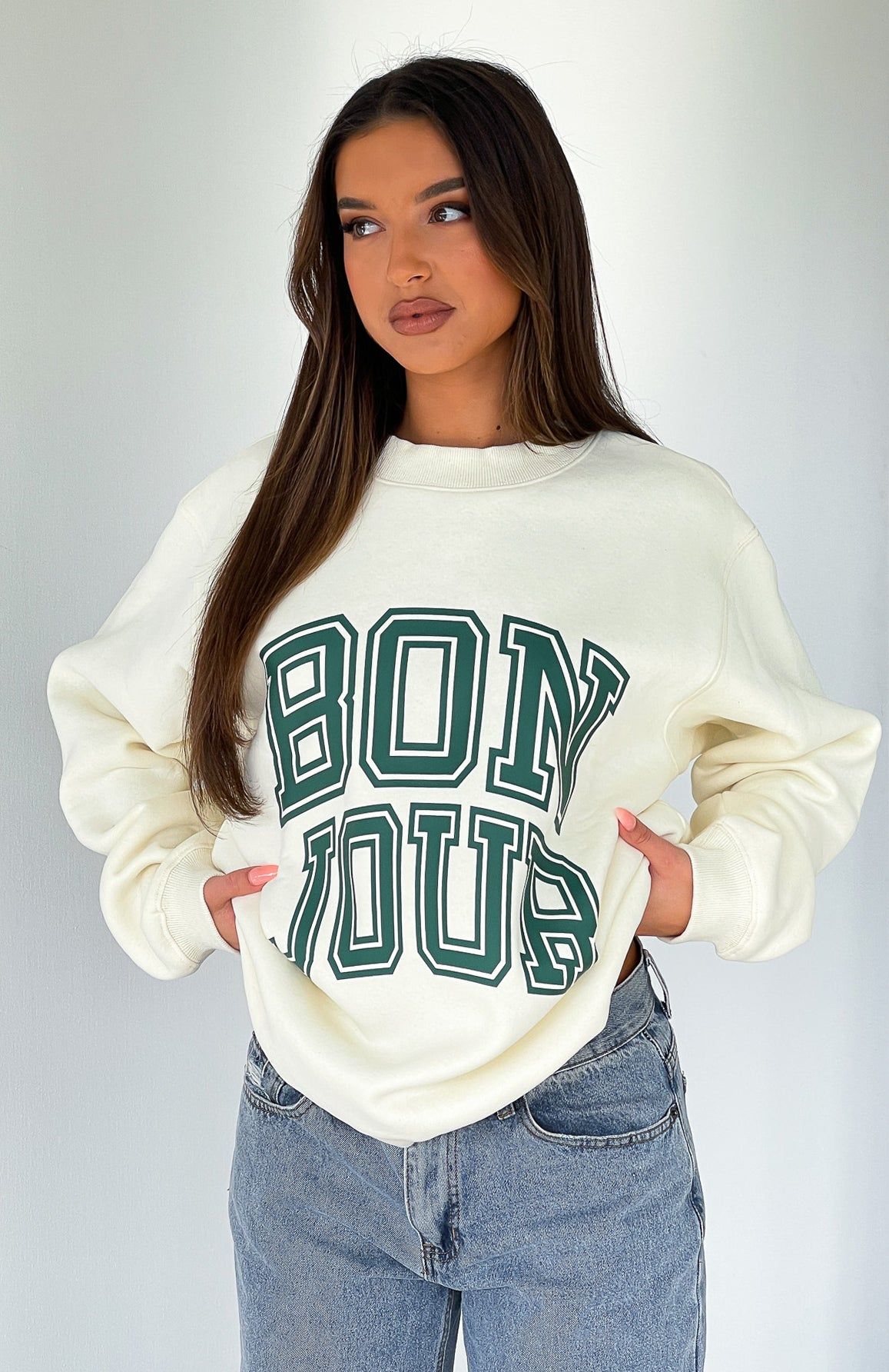 Take Me To Paris Oversized Sweater Cream sold by White Fox Boutique