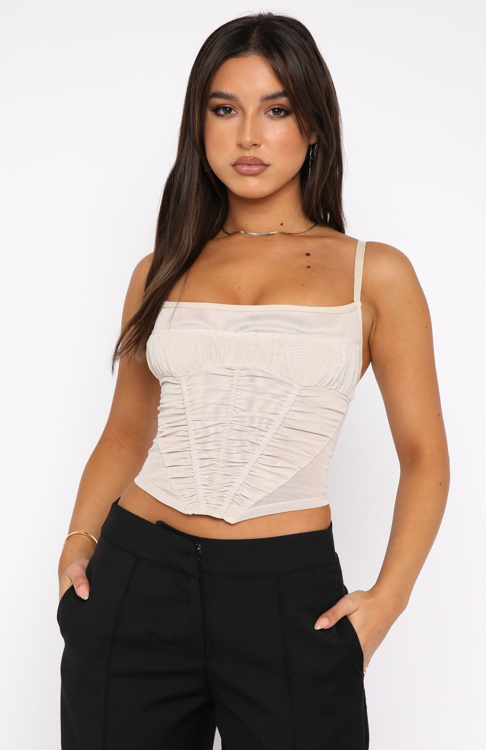 Keep Your Cool Mesh Bustier Stone sold by White Fox Boutique product image thumbnail 2