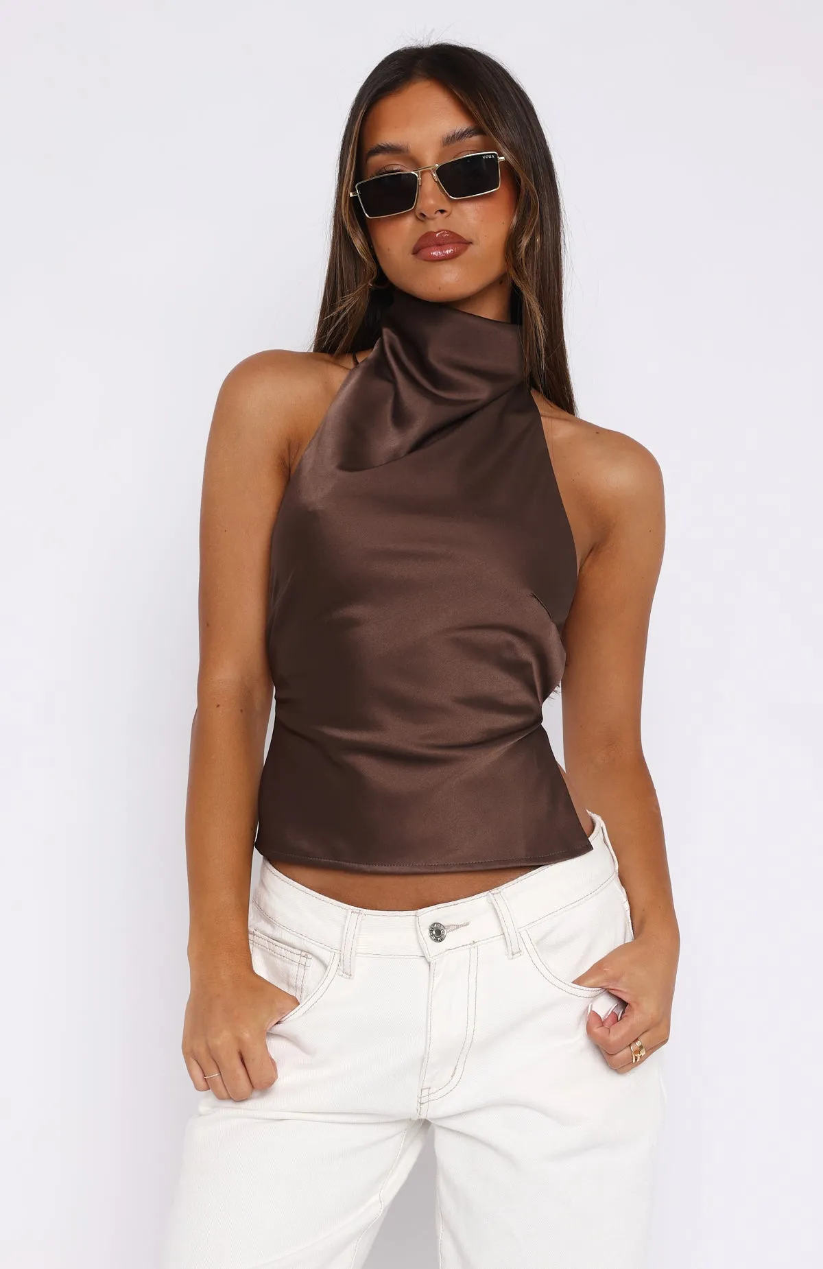 Time Passes Halter Top Chocolate sold by White Fox Boutique product image thumbnail 2