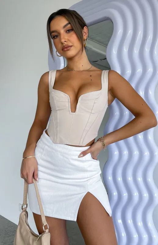 Have It All Mini Skirt White sold by White Fox Boutique