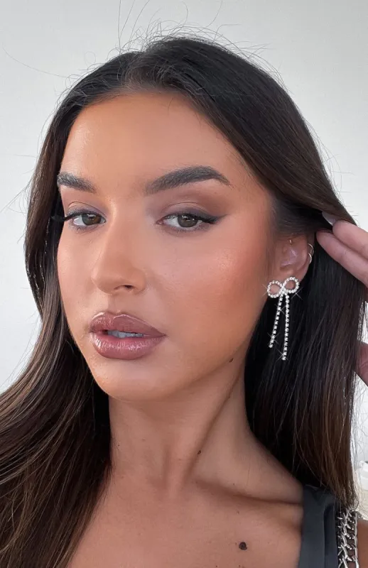 Faye Bow Earrings Silver sold by White Fox Boutique