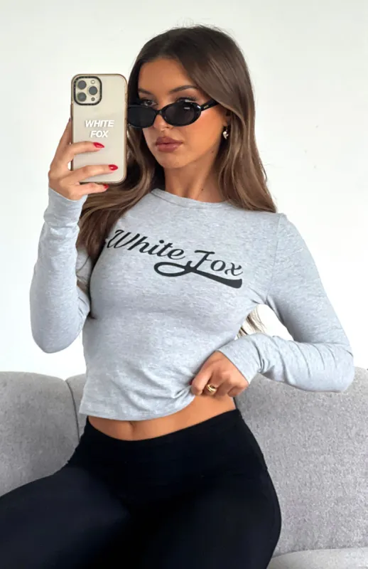 Moving Different Long Sleeve Baby Tee Grey Marle made by White Fox Boutique