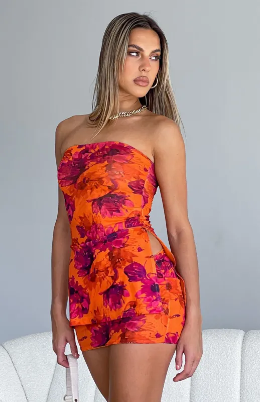 Not Giving In Mini Skirt Orange Crush made by White Fox Boutique