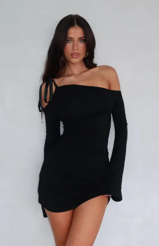 All Lights On Me Long Sleeve Mini Dress Black sold by White Fox Boutique