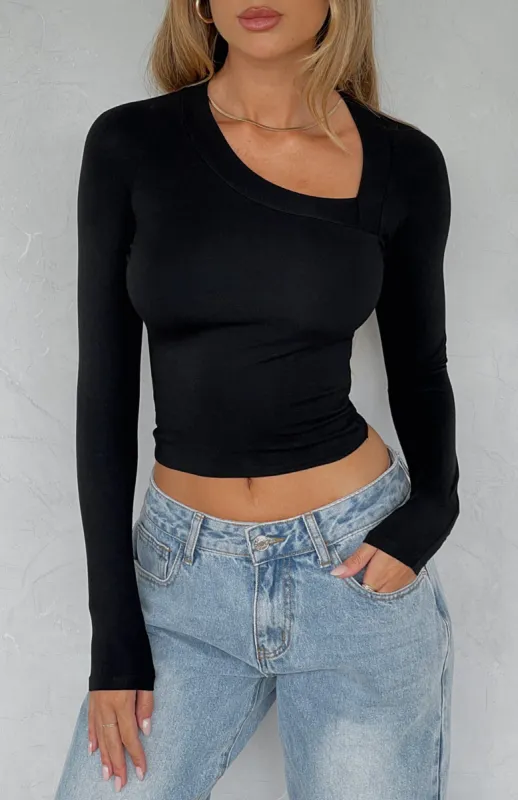Anything You Want Long Sleeve Crop Black sold by White Fox Boutique
