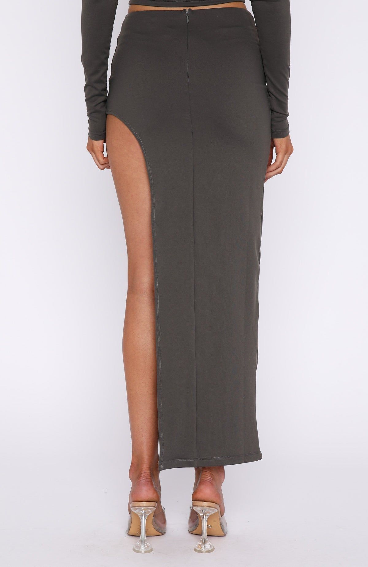 Take It All In Maxi Skirt Charcoal sold by White Fox Boutique product image thumbnail 4