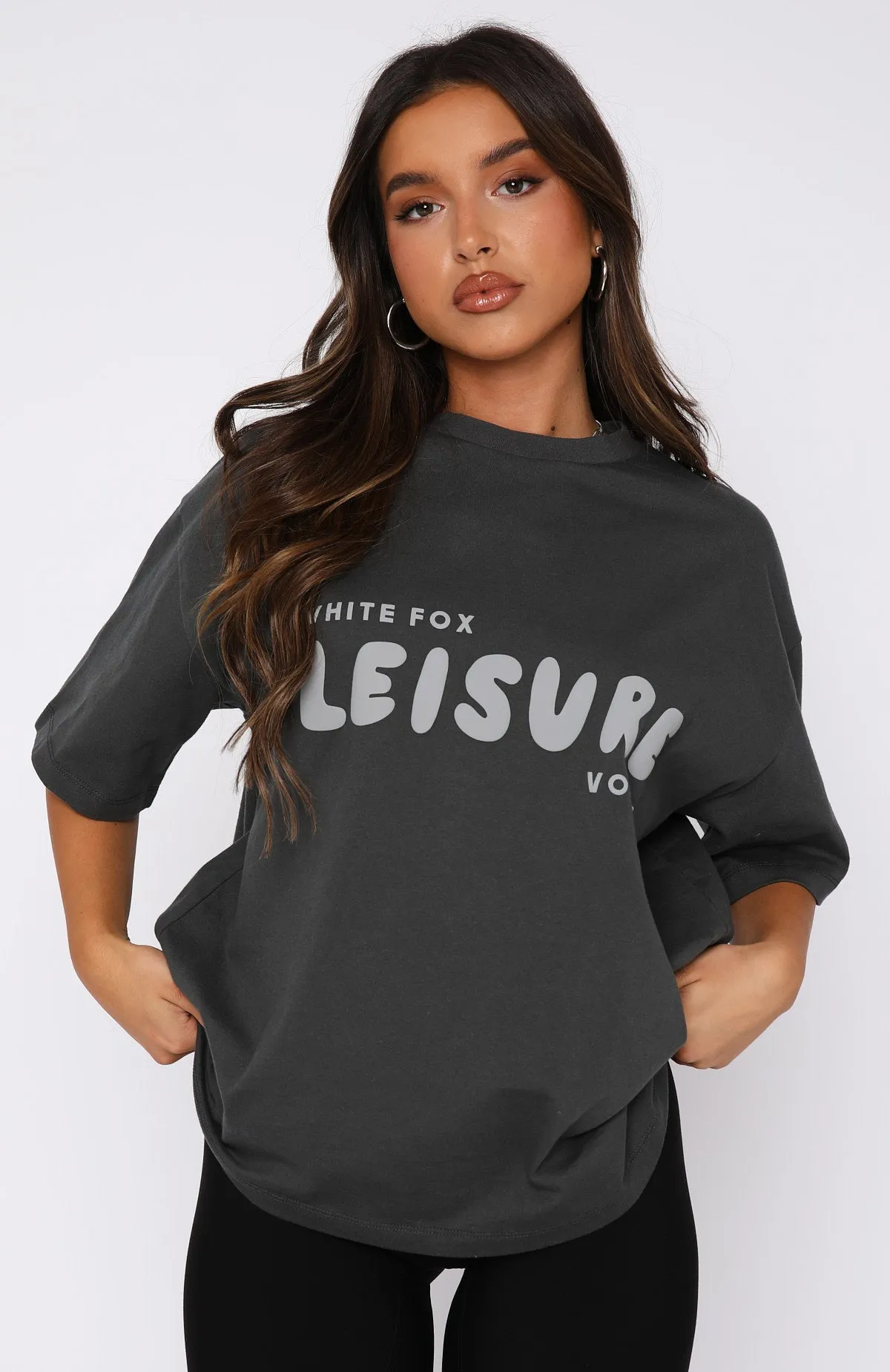 Leisure Series Oversized Tee Shadow sold by White Fox Boutique product image thumbnail 2