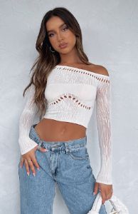 Losing Sleep Long Sleeve Top Snow sold by White Fox Boutique