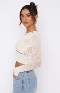 Losing Sleep Long Sleeve Top Snow sold by White Fox Boutique