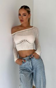 Losing Sleep Long Sleeve Top Snow sold by White Fox Boutique