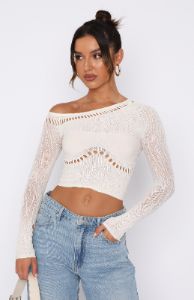 Losing Sleep Long Sleeve Top Snow sold by White Fox Boutique