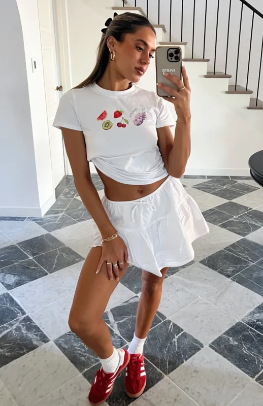 Where Were You Mini Skirt White sold by White Fox Boutique