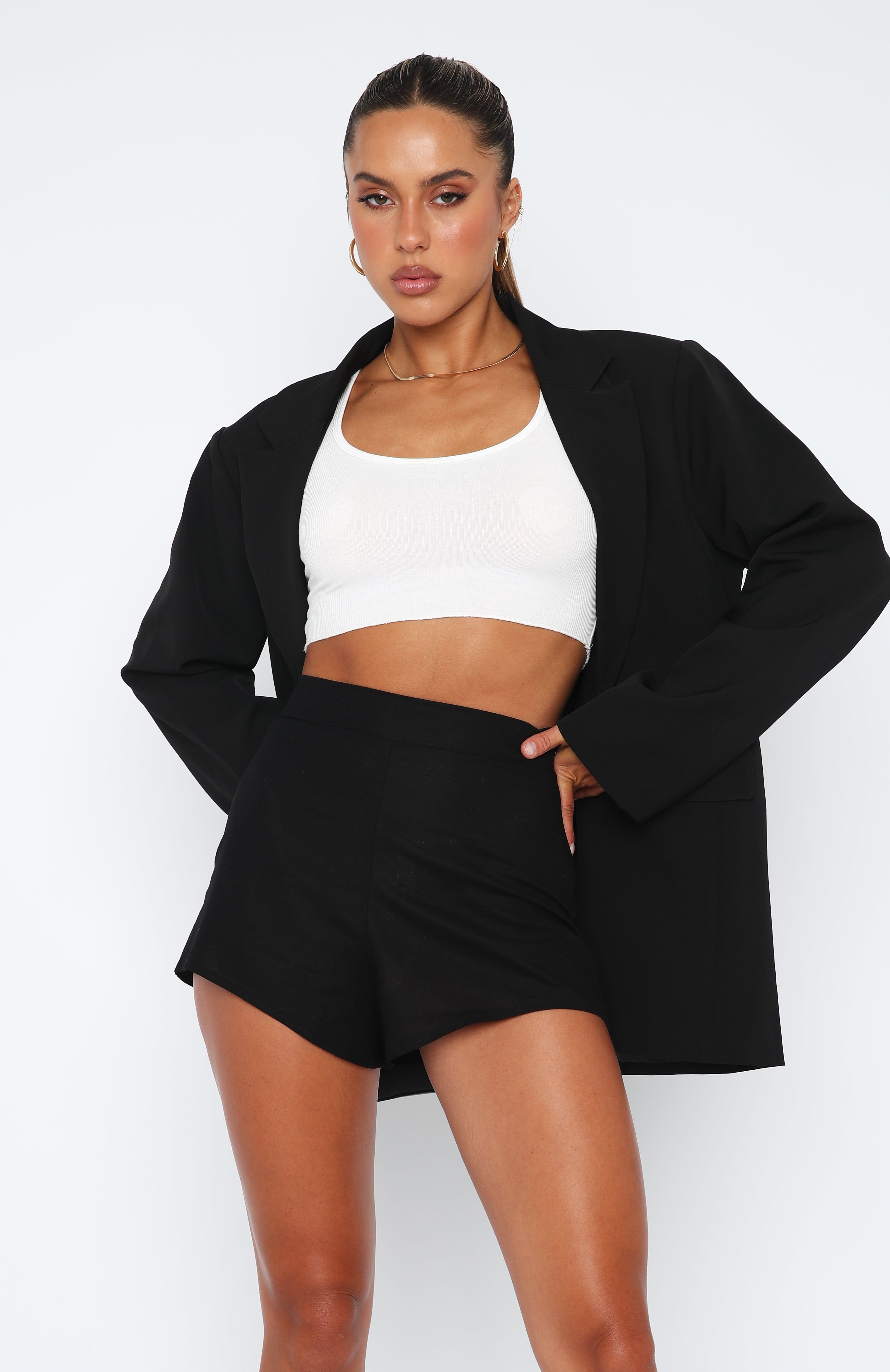 Stay A While Shorts Black sold by White Fox Boutique product image thumbnail 2