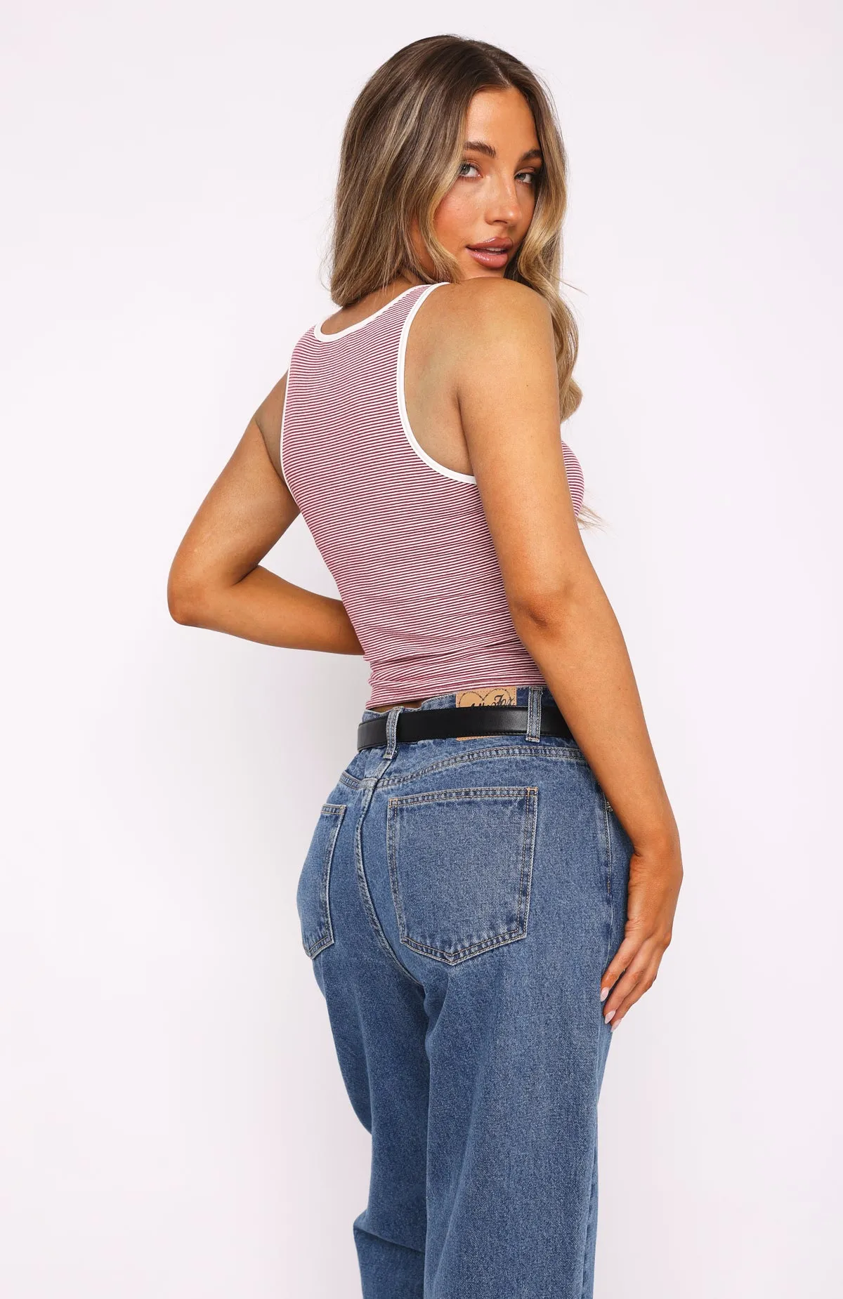 Just Like A Movie Tank Red Stripe sold by White Fox Boutique product image thumbnail 4