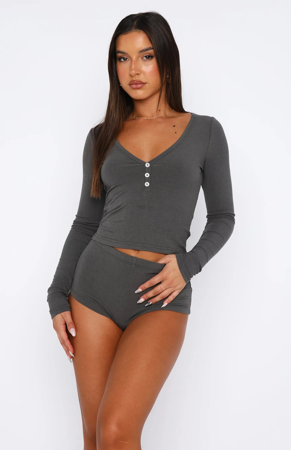 Girl Talk Pyjama Set Charcoal sold by White Fox Boutique product image thumbnail 2