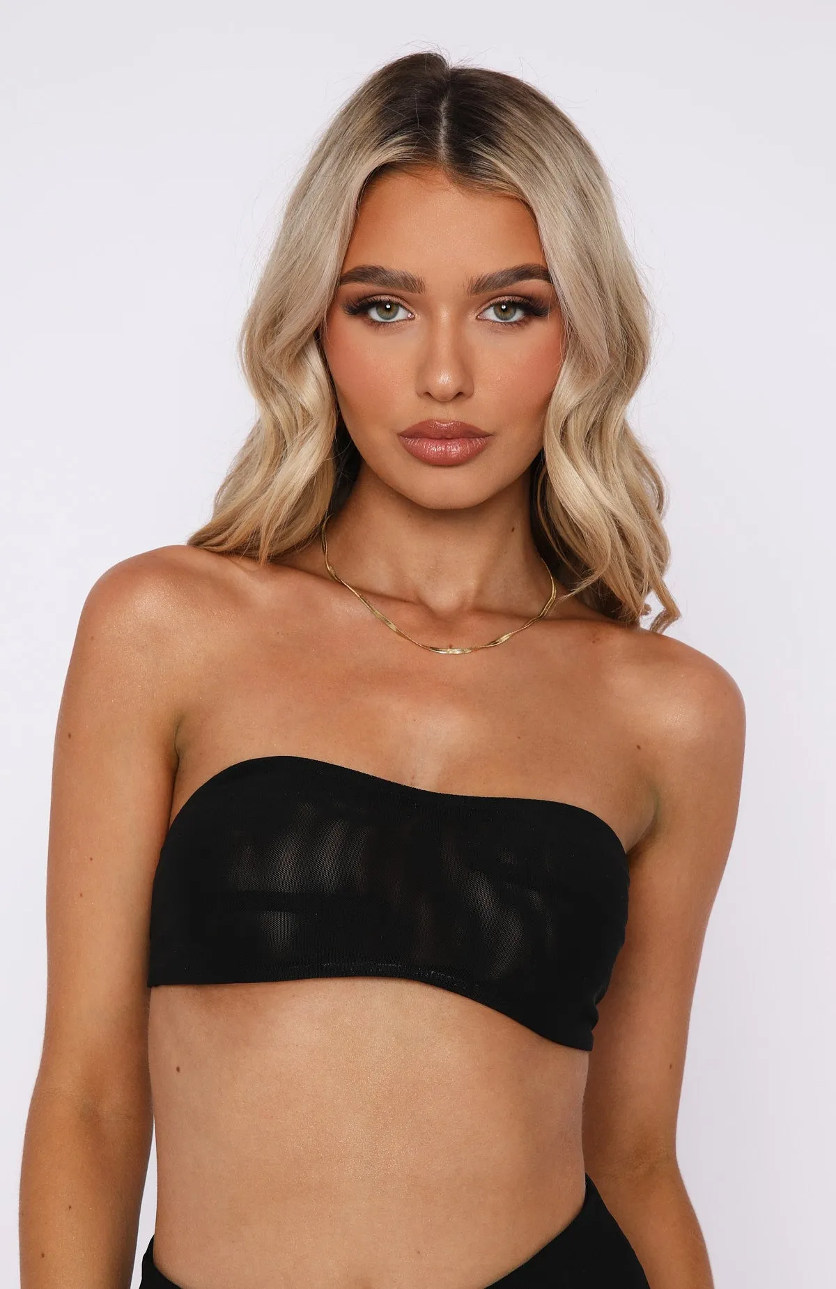 Secrets Out Mesh Bandeau Crop Black sold by White Fox Boutique product image thumbnail 2