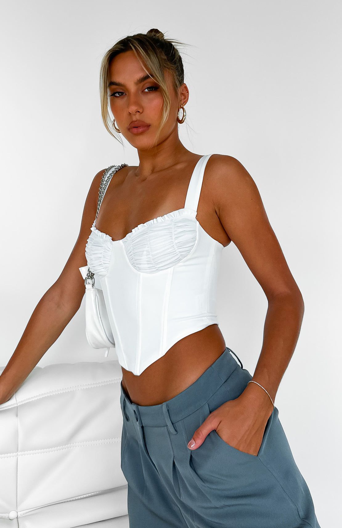 Stay Tonight Bustier White sold by White Fox Boutique