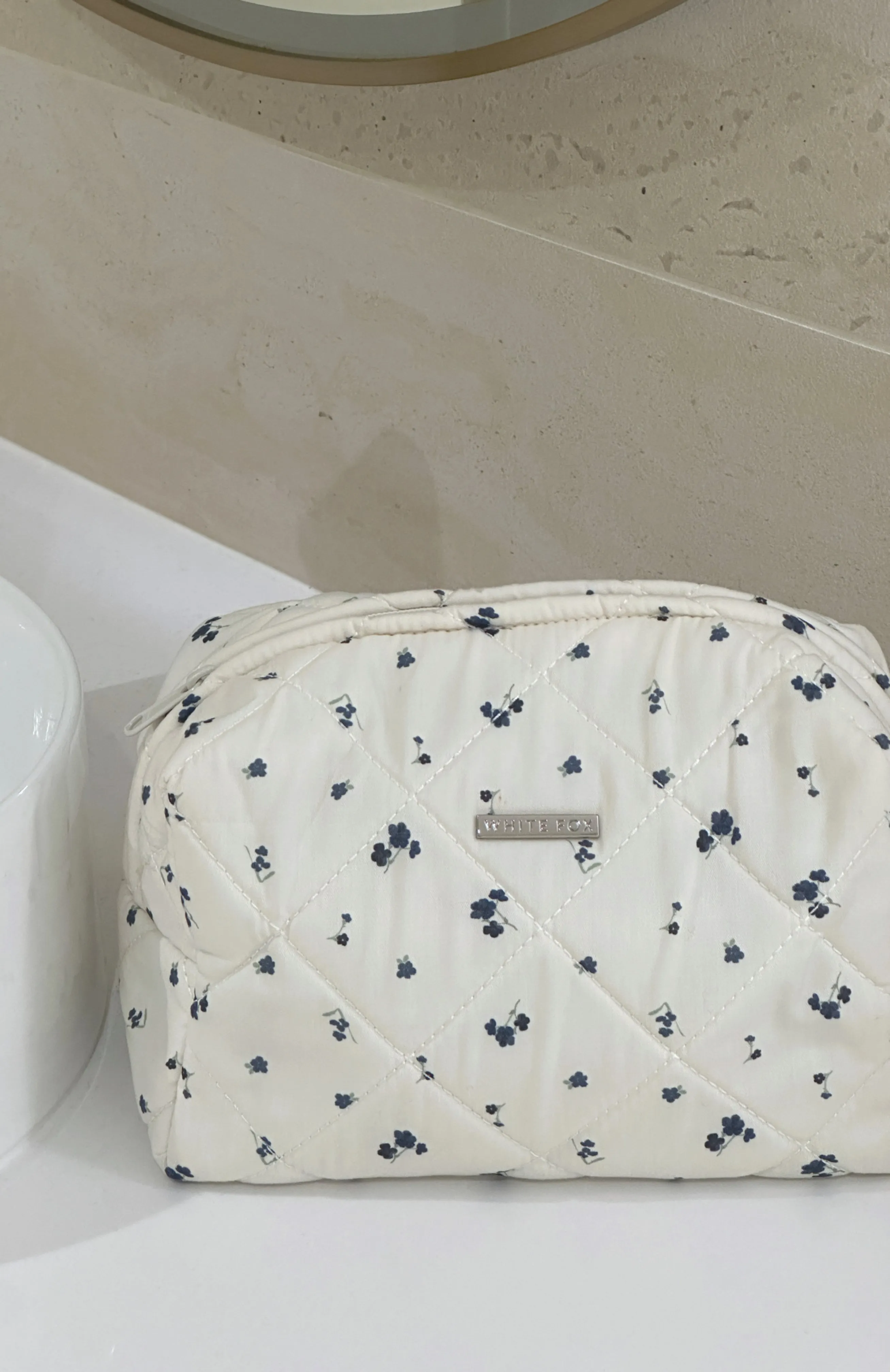 Getting Ready Cosmetic Bag Ditsy Blues sold by White Fox Boutique