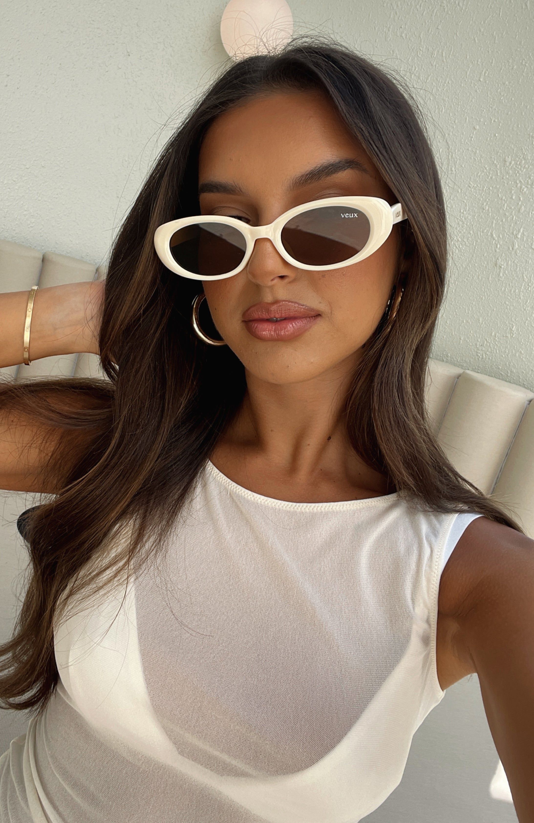 Amalie Sunglasses Cream sold by White Fox Boutique