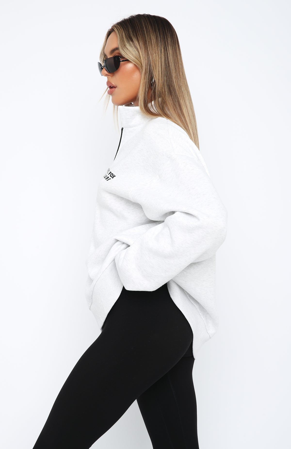 Bring It Back Zip Front Sweater Grey Marle sold by White Fox Boutique product image thumbnail 3