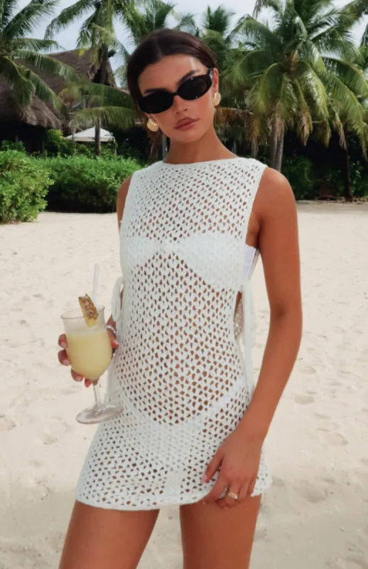 Checking My Messages Mini Dress Off White sold by White Fox Boutique