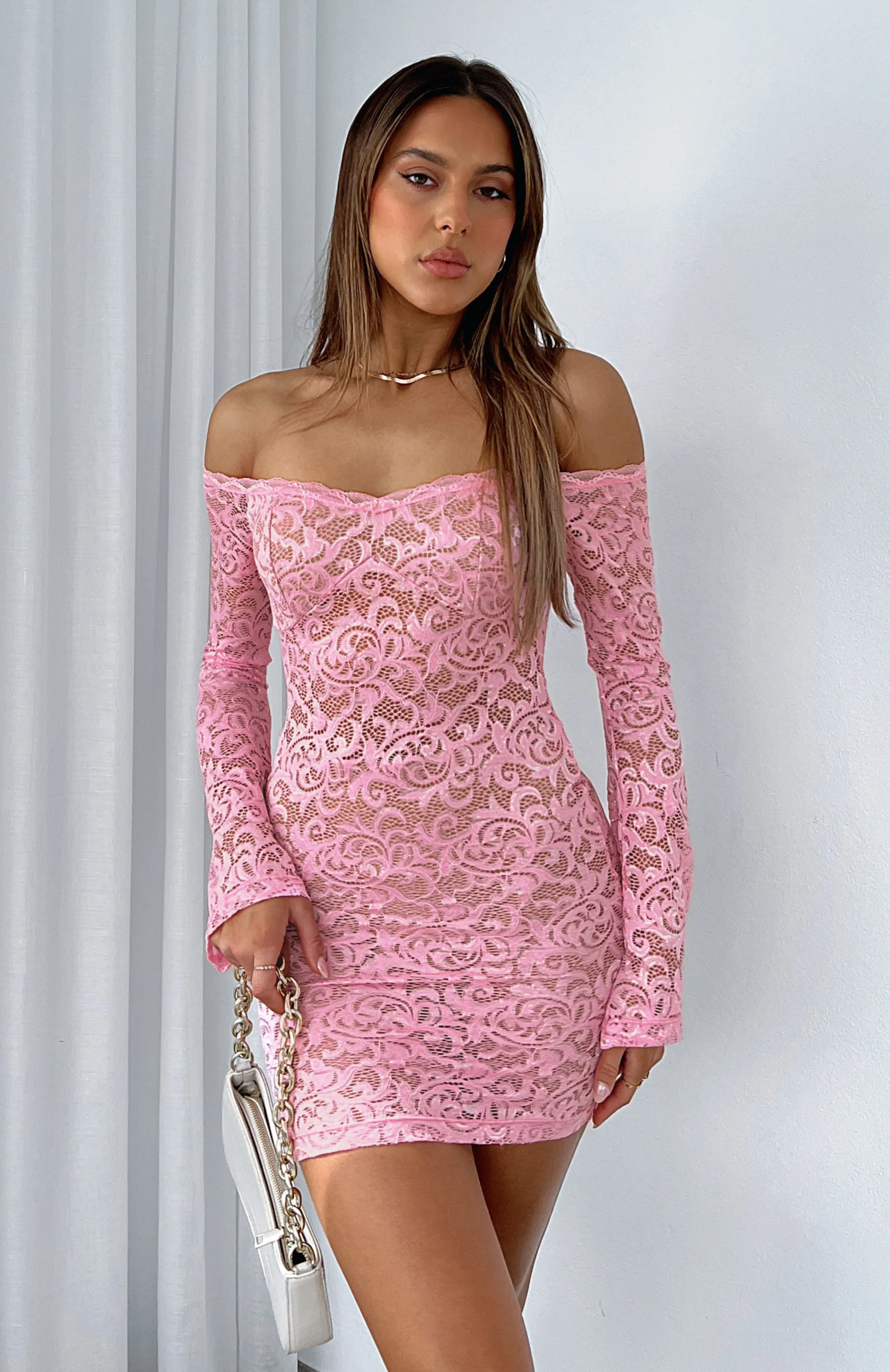 Lavish Style Long Sleeve Mini Dress Pink sold by White Fox Boutique