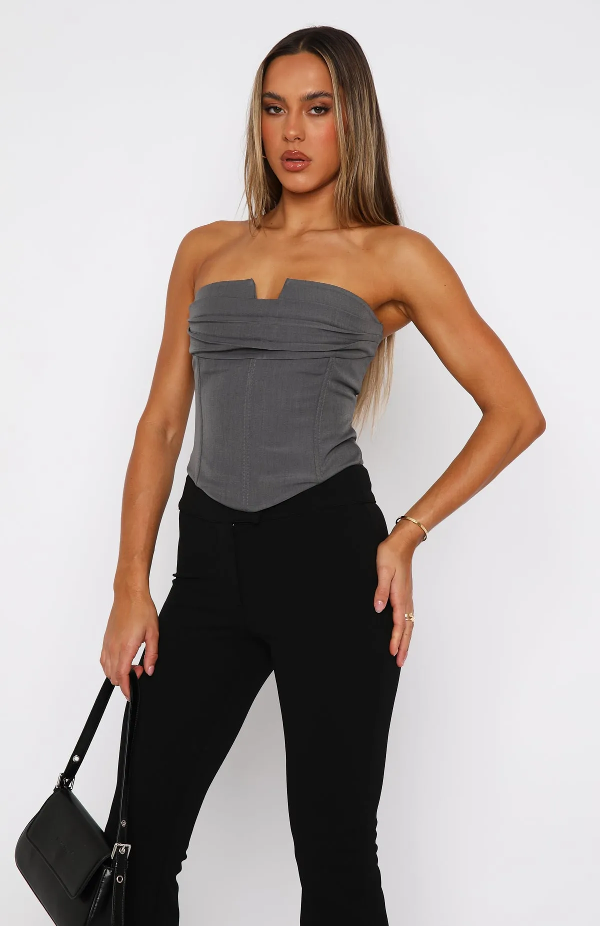 Said What I Said Bustier Charcoal sold by White Fox Boutique product image thumbnail 3