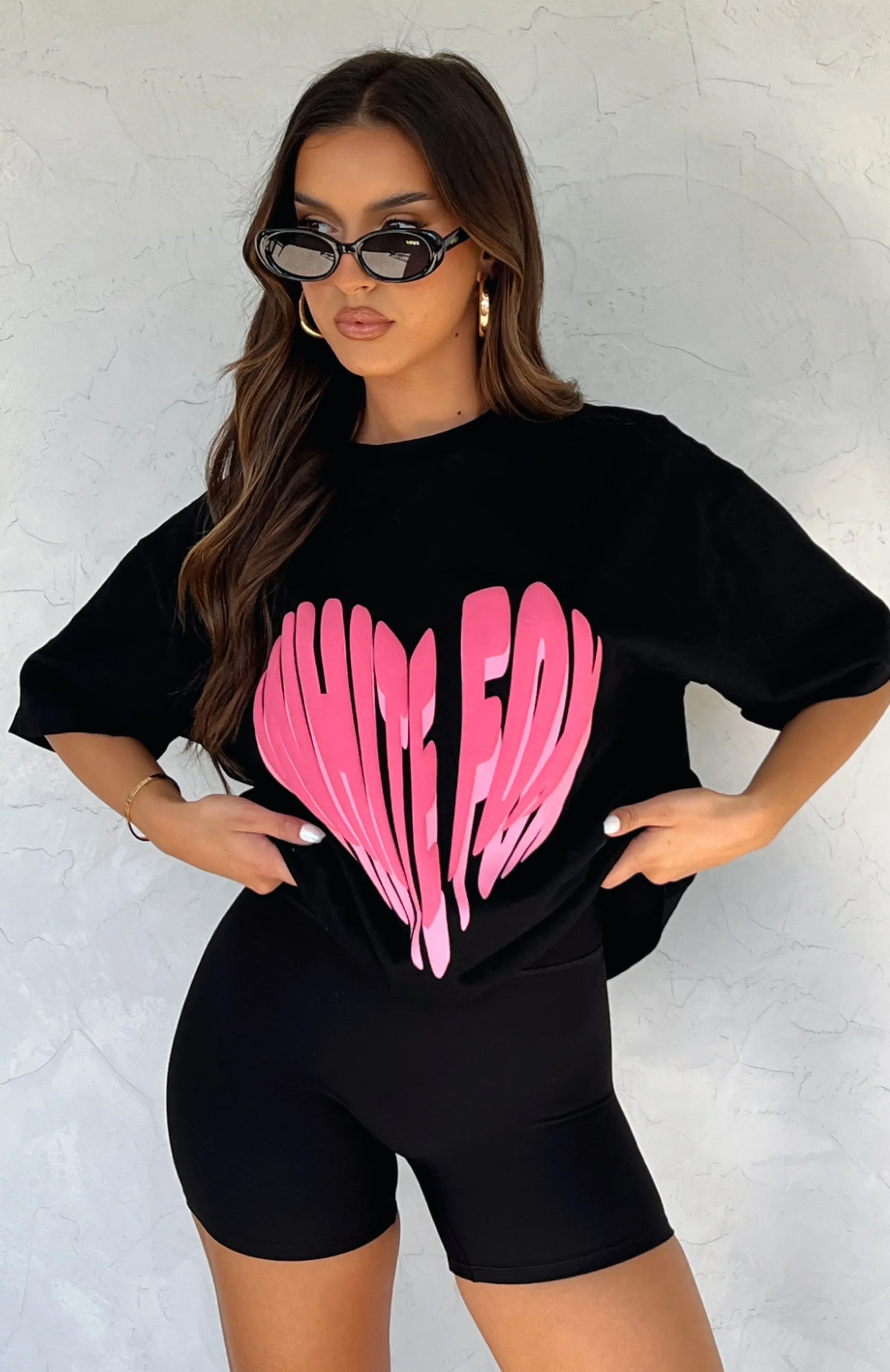 Love Burst Oversized Tee Black sold by White Fox Boutique