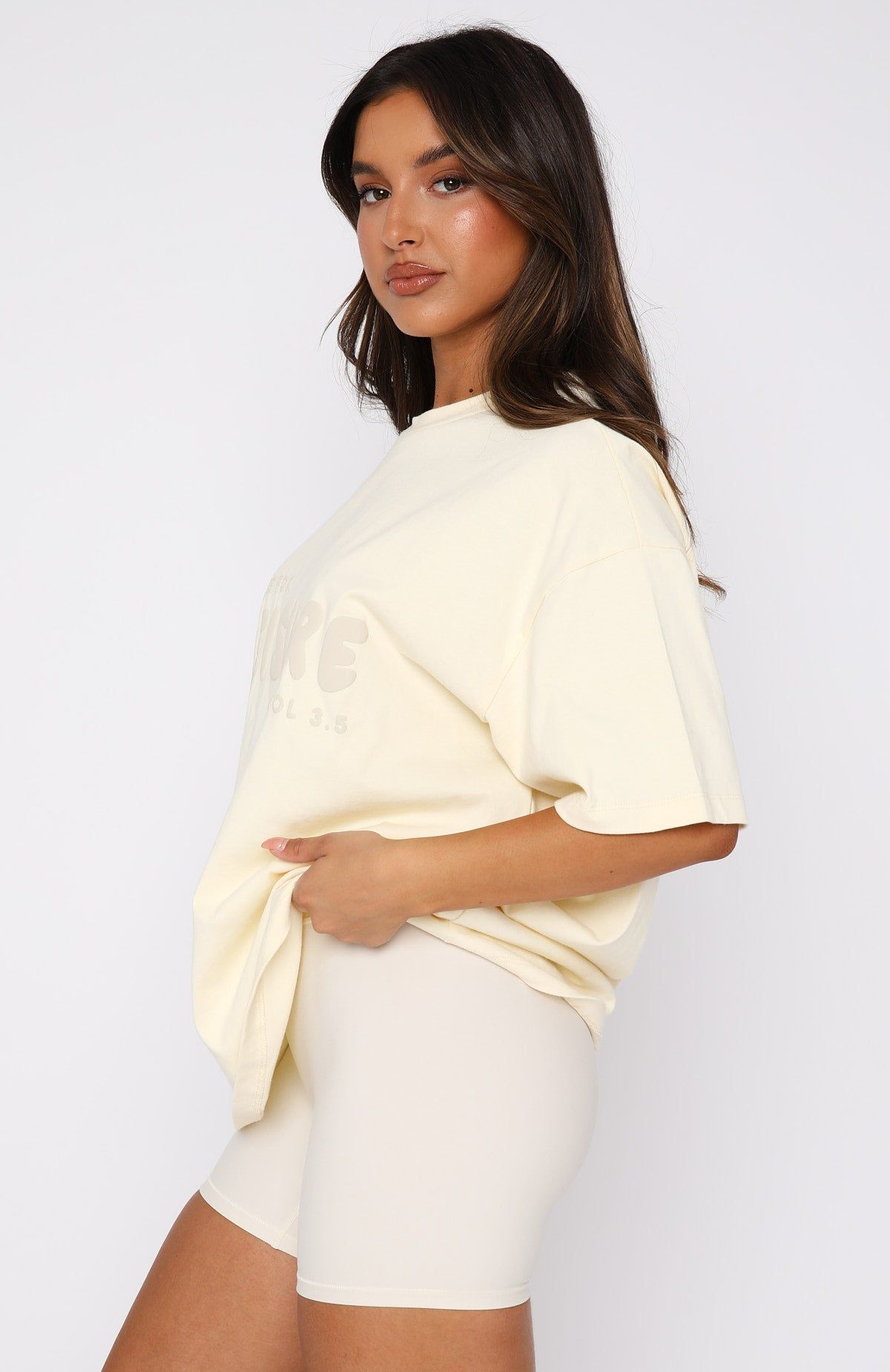 Leisure Series Oversized Tee Cream sold by White Fox Boutique product image thumbnail 3