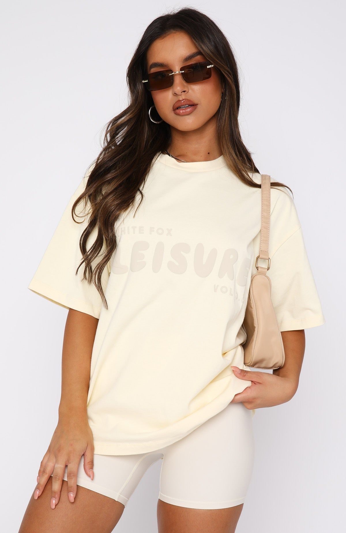 Leisure Series Oversized Tee Cream sold by White Fox Boutique product image thumbnail 2