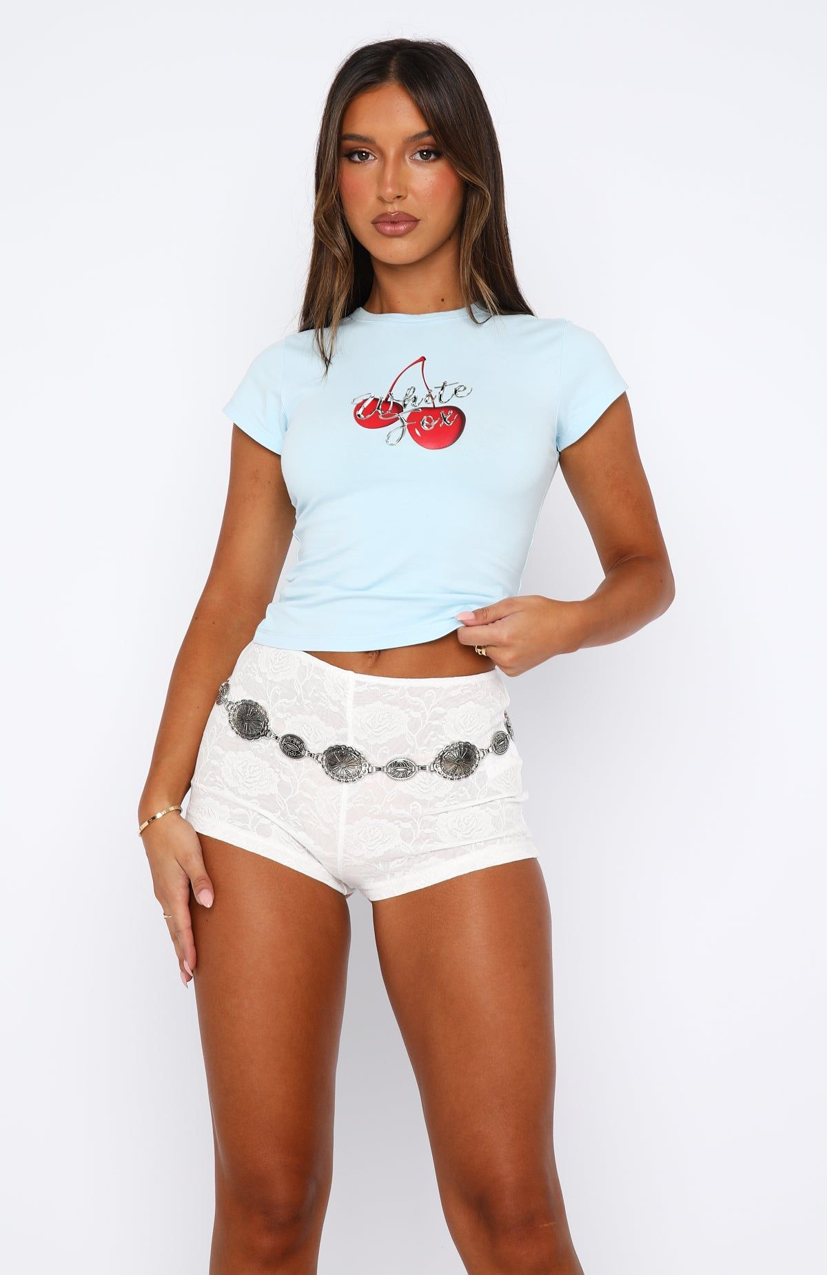 It Goes Like This Baby Tee Light Blue sold by White Fox Boutique product image thumbnail 2