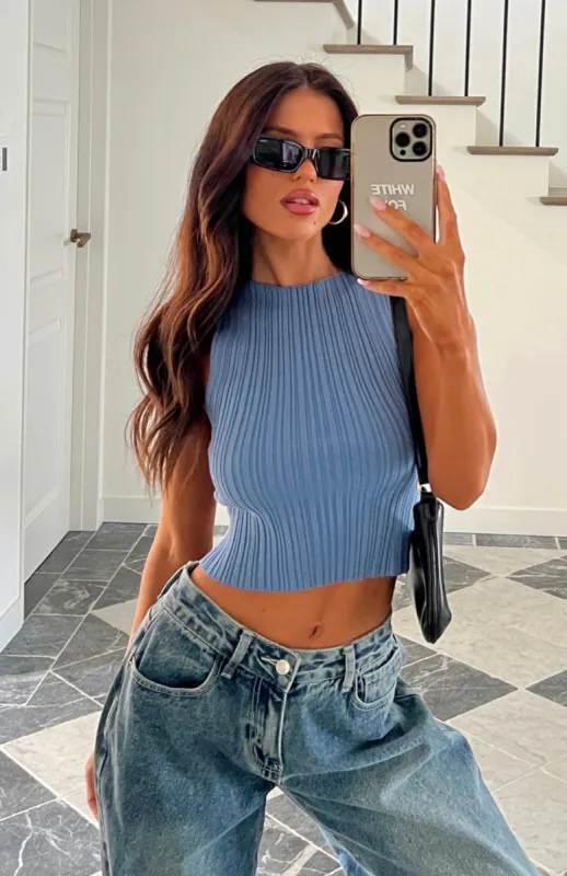 Blur The Lines Top Steel sold by White Fox Boutique