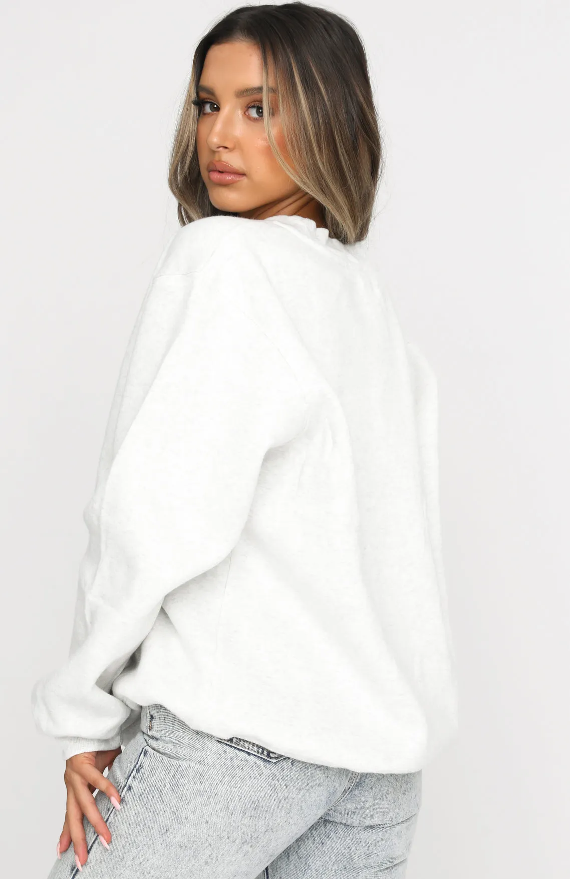 Steal Your Heart Oversized Sweater Grey Marle sold by White Fox Boutique product image thumbnail 5