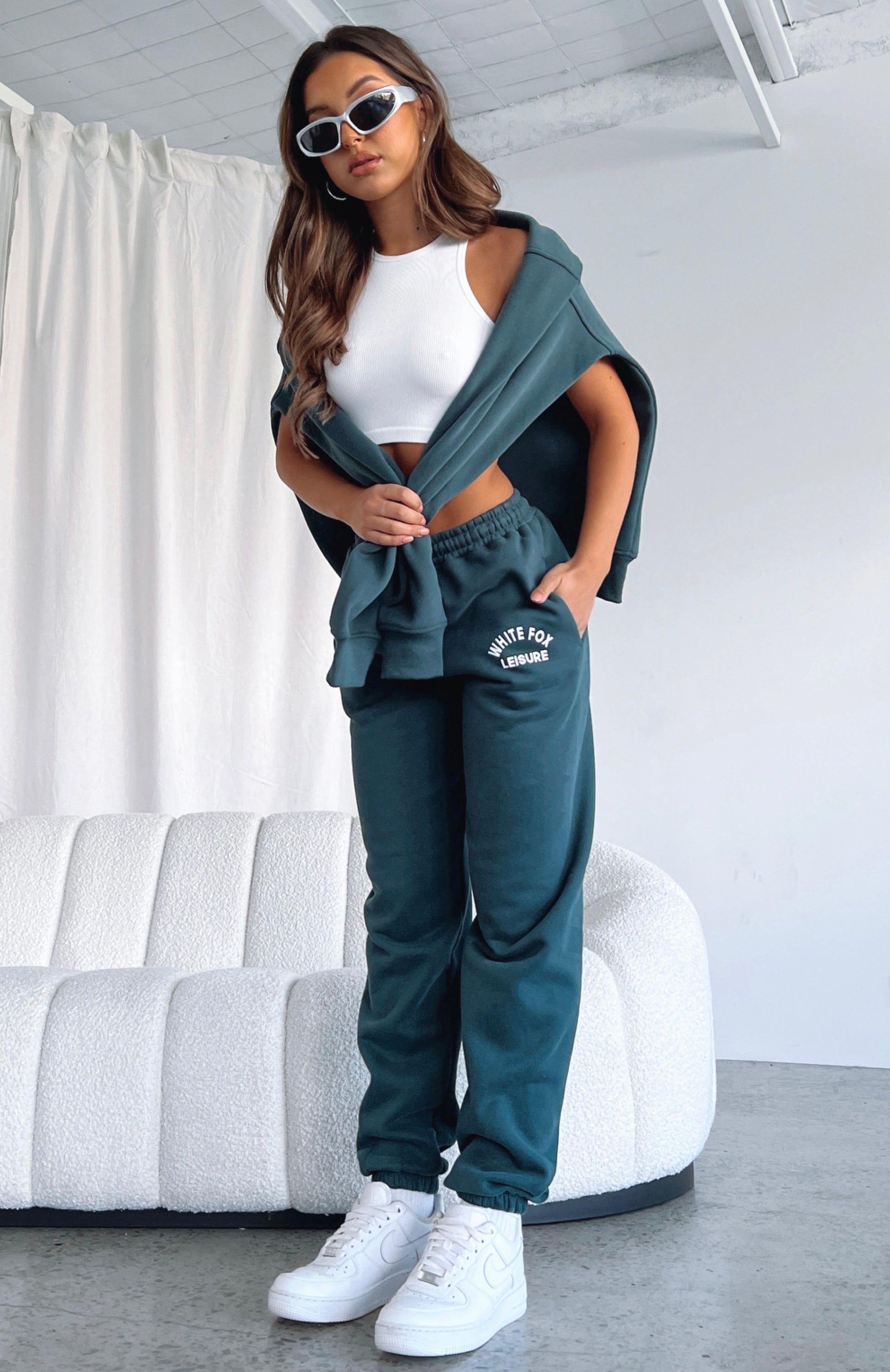 Leisure Club Sweatpants Teal sold by White Fox Boutique