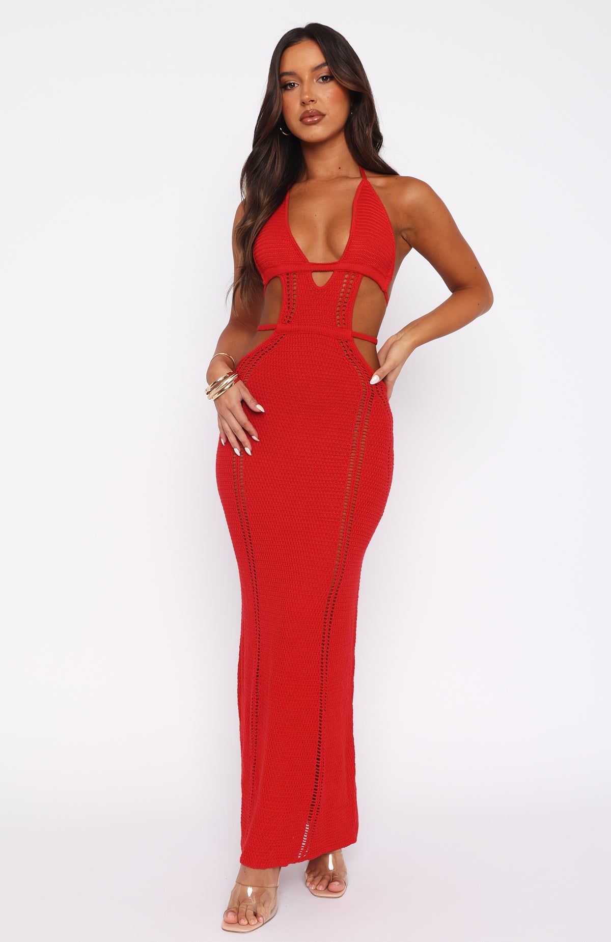 New Standard Crochet Maxi Dress Red sold by White Fox Boutique product image thumbnail 2