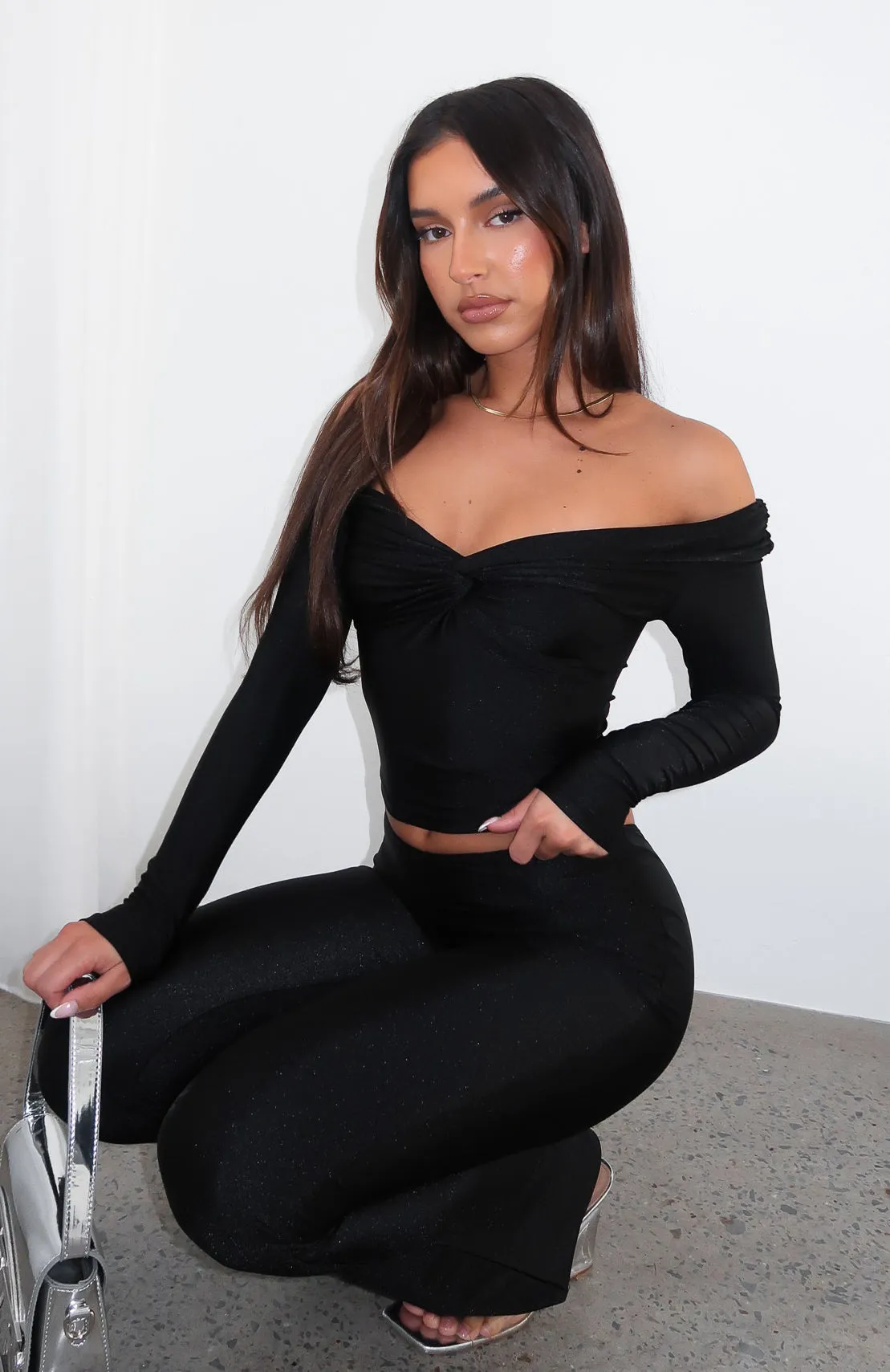 Bleeding Love Long Sleeve Top Black sold by White Fox Boutique product image thumbnail 5