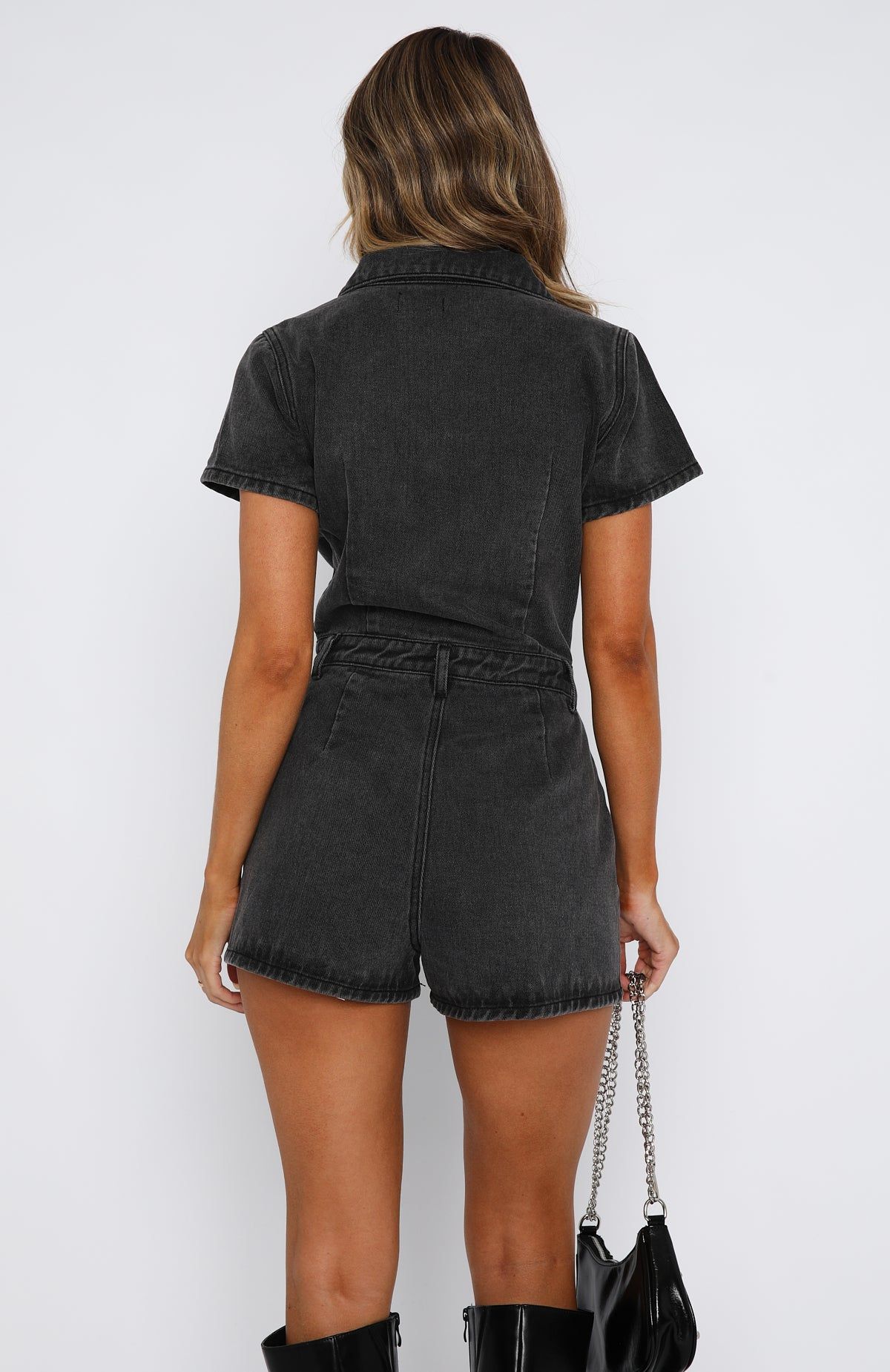 Made For Her Playsuit Black Acid Wash sold by White Fox Boutique product image thumbnail 4
