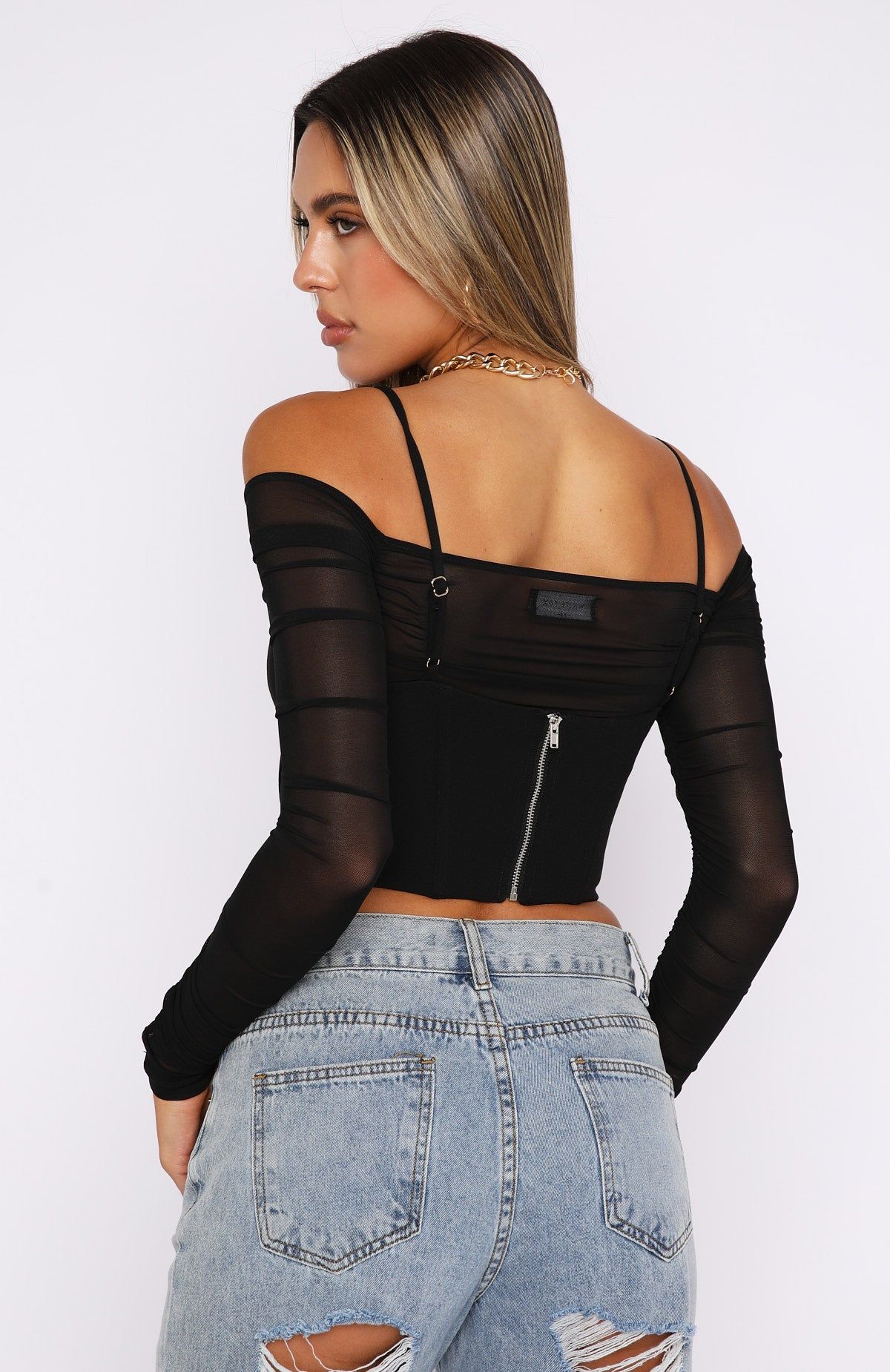 I Wanna Love You Long Sleeve Bustier Black sold by White Fox Boutique product image thumbnail 4