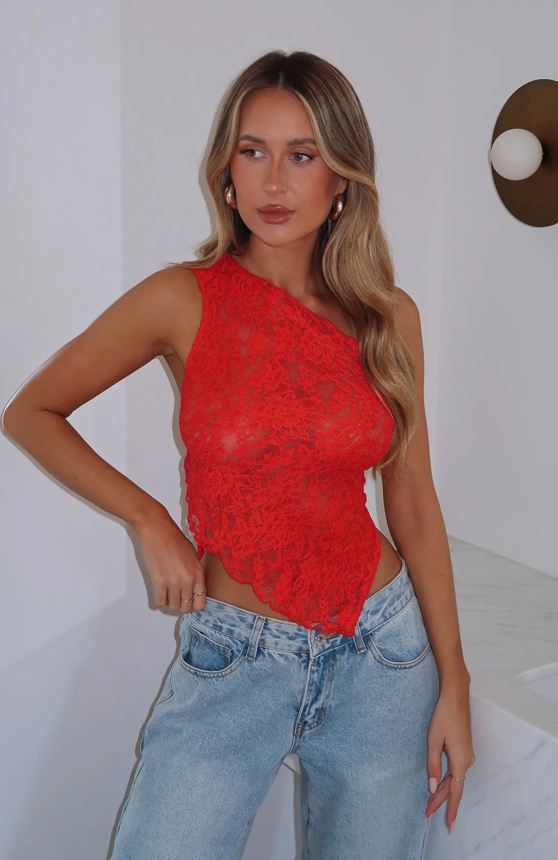 It's A Love Story Lace Top Red sold by White Fox Boutique product image thumbnail 2