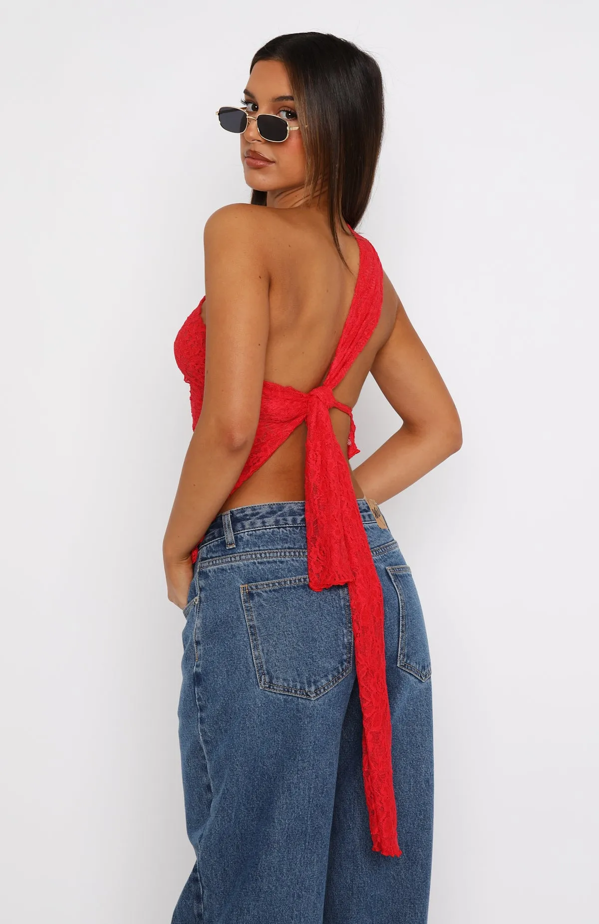 It's A Love Story Lace Top Red sold by White Fox Boutique product image thumbnail 5