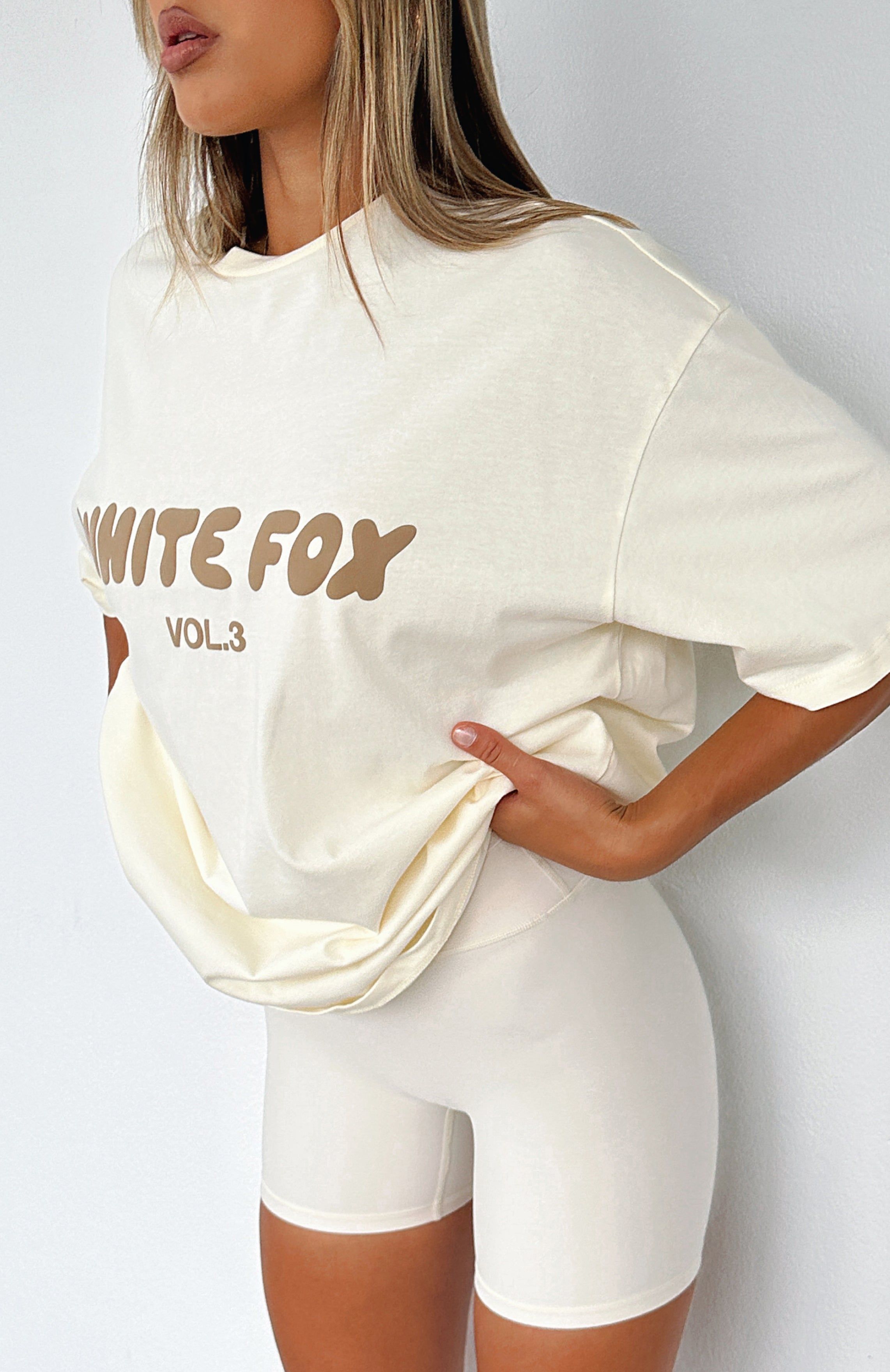 Offstage Oversized Tee Cream sold by White Fox Boutique