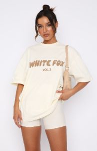 Offstage Oversized Tee Cream sold by White Fox Boutique