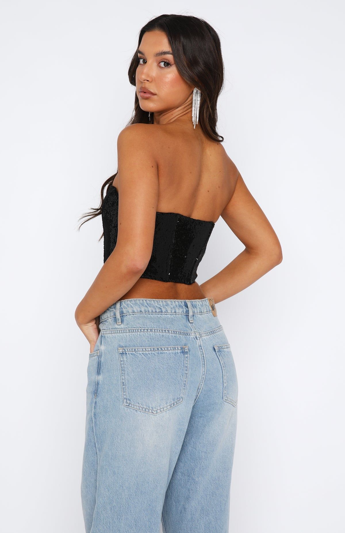 Guest List Sequin Bustier Black sold by White Fox Boutique product image thumbnail 4