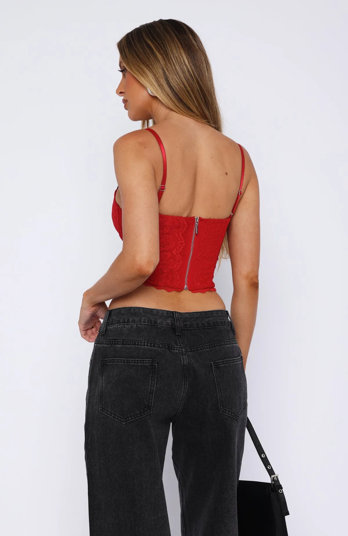 Live On Lace Bustier Red sold by White Fox Boutique product image thumbnail 4