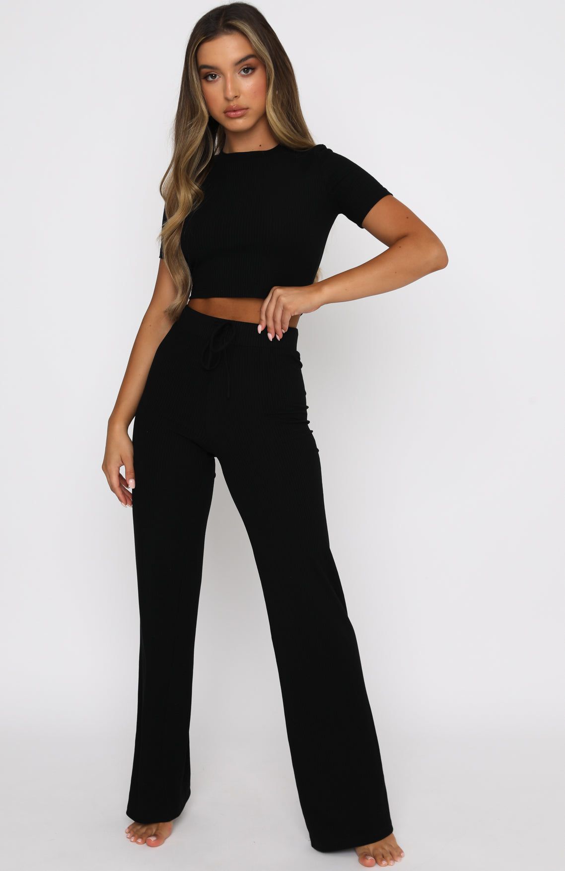 Adore You Ribbed Pants Black sold by White Fox Boutique product image thumbnail 5